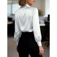 thumbnail image 4 of Deago Women's Long Sleeve Satin Blouse Twist Front Business Casual Dressy Elegant Shirts Office Work Tops (White, XL), 4 of 9