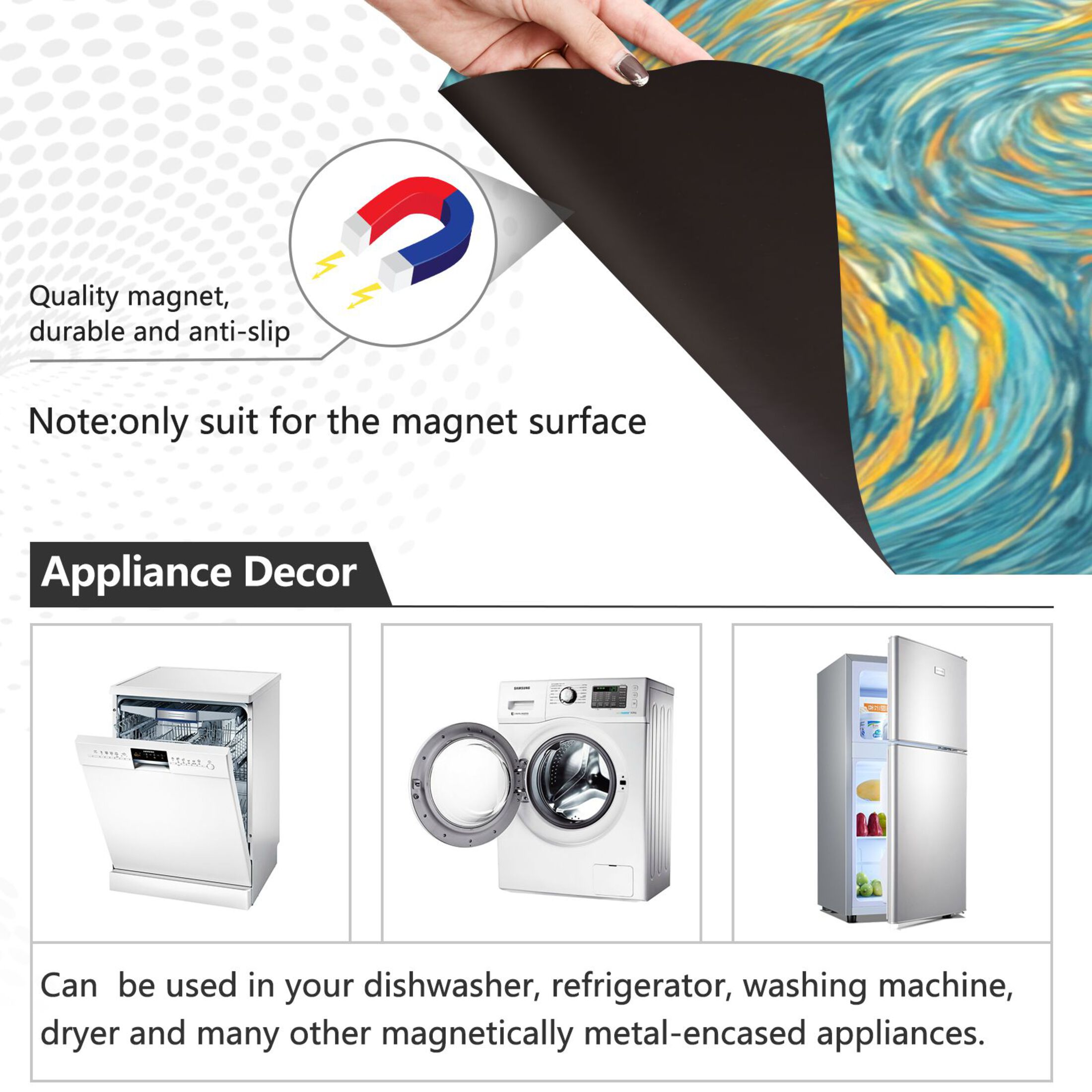 Dishwasher Magnetic Refrigerator Magnet Cover Sticker Home Decorative 23"x26" Black Cat under The Moon