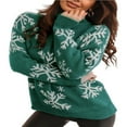 thumbnail image 3 of Pull Moelleux pour Femmes Décontracté Imprimé Flocon de Neige de Noël, 3 of 9