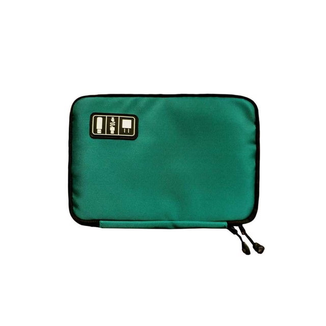 Minnieouse Organizador de cables de datos de nailon, Cable de carga Rectangular con múltiples ranuras, cargador, lector de tarjetas, bolsa de Viajes, Equipaje y Accesorios Varios Verde oscuro