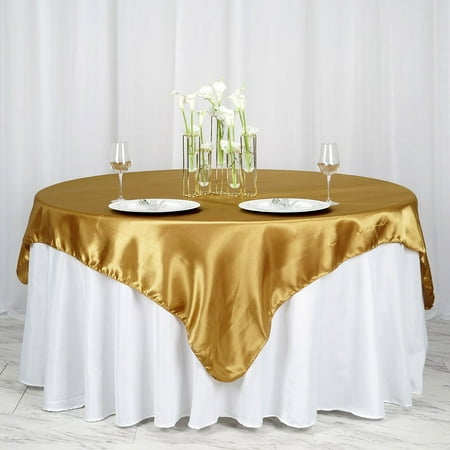 

Efavormart 5 PCS 72 x 72 Gold Seamless Satin Square Tablecloth Overlay