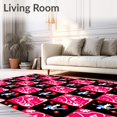 thumbnail image 2 of ODIKA 6'x9' Machine Washable Non-Slip Area Rug, Winter Wonderland Checkered Snowman and Festive Hat Motif Design High Traffic Rug, Pink, 732217, 2 of 7