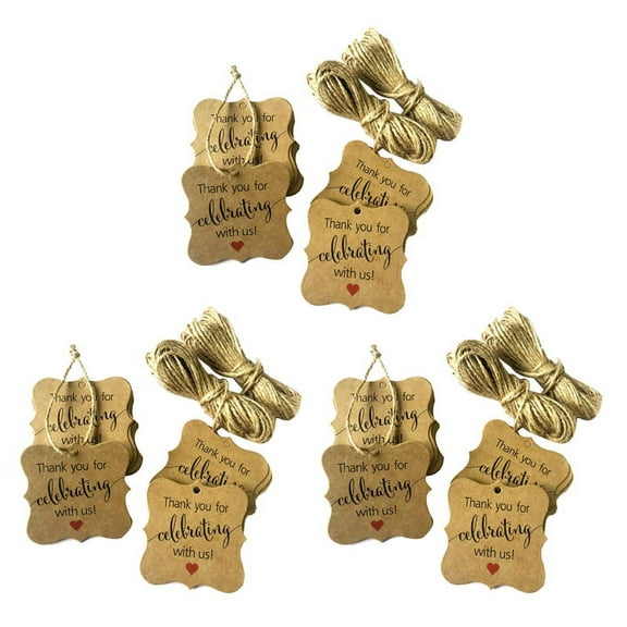300 Pcs Thank You for Celebrating with US Tags Kraft Paper Gift Wrap Tags with Natural Twine for Baby Shower