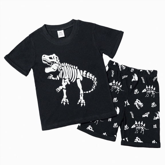 newwalpole Boys Pajamas Toddler Boys Summer Pajamas Dinosaur 2 Piece Short Sleeves Boy Pjs Kids Sleepwear Size 3-8 Years (Green,5-6 Years)