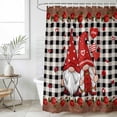 thumbnail image 4 of Valentine's Day Bathroom Shower Curtains with 12 Hooks Polyester Waterproof Shower Curtain for Stalls and Bathtubs Retro Gnomes Love Rose Wooden Plaid Decorative Bathroom Privacy Curtain 72x78 Inches, 4 of 9