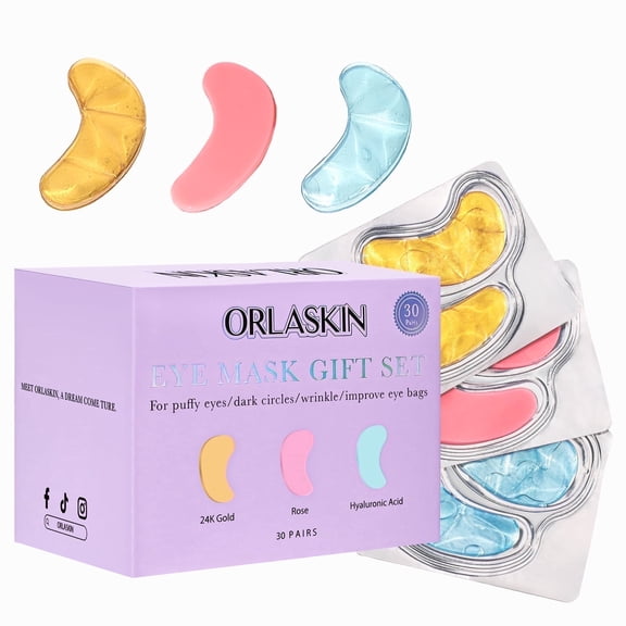 Under Eye Patches Set - With Rose Extract, Hyaluronic Acid, 24k Gold Gel Patches for Daily Soothing, For Eye Skin Care,30 pairs