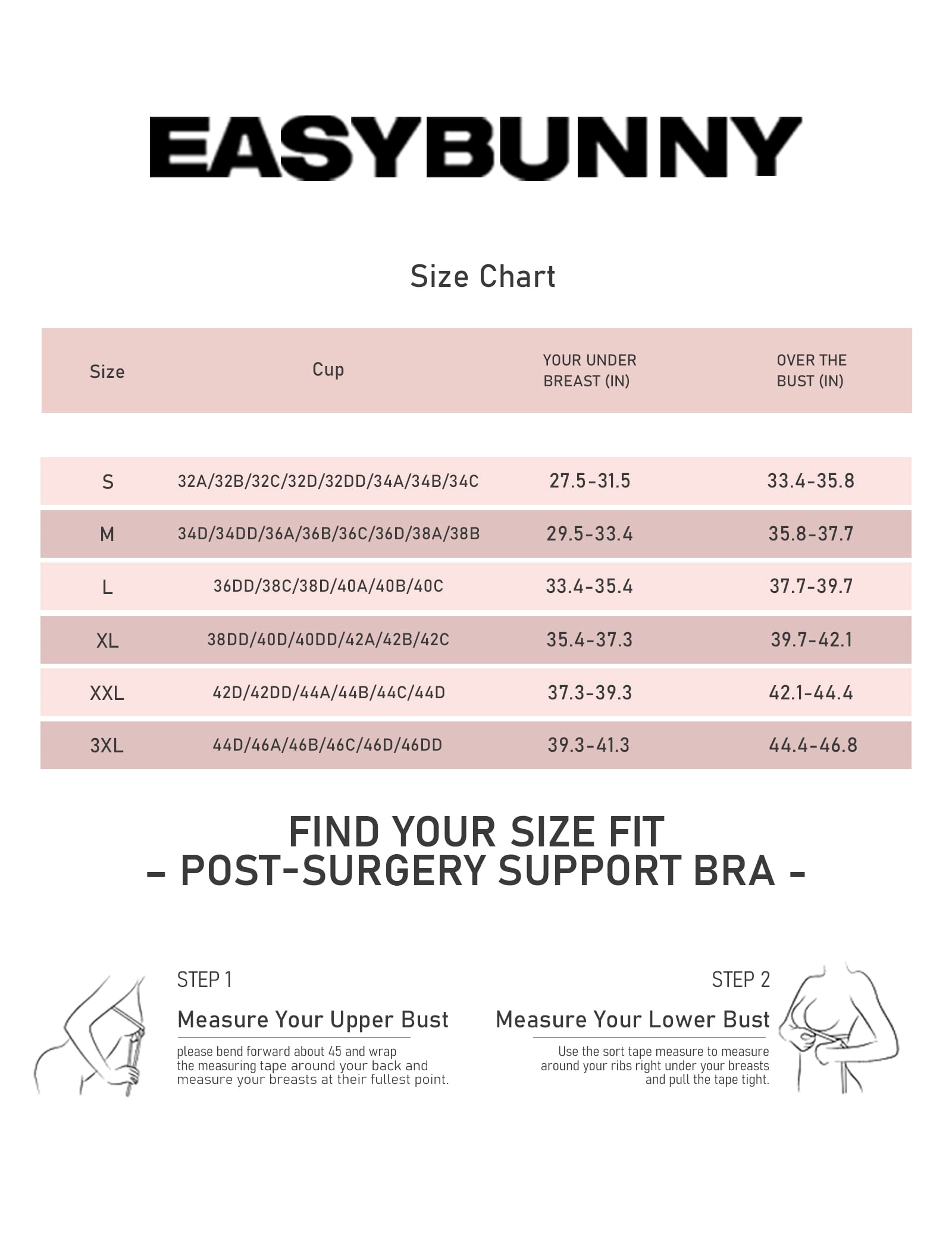 Easybunny Post Surgery Compression Bra - Women's Front Closure Bra with Adjustable Straps Wirefree