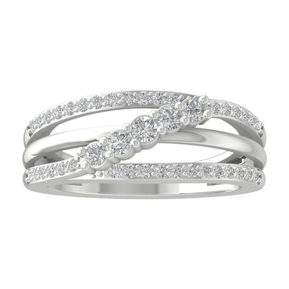 Araiya Fine Jewelry 10K White Gold Round-shape Lab Grown Diamond Fashion Band Ring ( 1/2 cttw, D-F Color, VS Clarity) Size 7.5