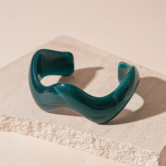 XmhyTop-A Opening Acrylic Bracelets Irregular Resin Bangle-1 Piece,Dark Green