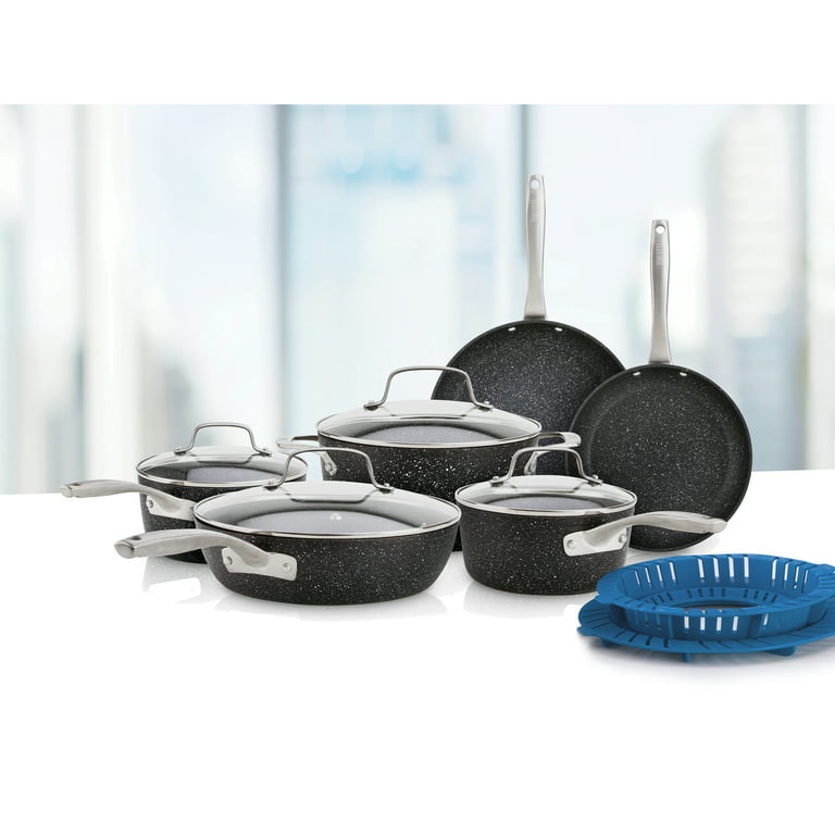 Bialetti Titan Textured Nonstick 10 Piece Cookware Set, Black, Dishwasher  Safe 