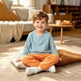 thumbnail image 4 of CHEEREAM Kids Summer Outfits Active Jogger Pants and Button Crew Neck Long Sleeve Shirt Boys Comfy Leisure Summer 2-Piece Sets, 4 of 5