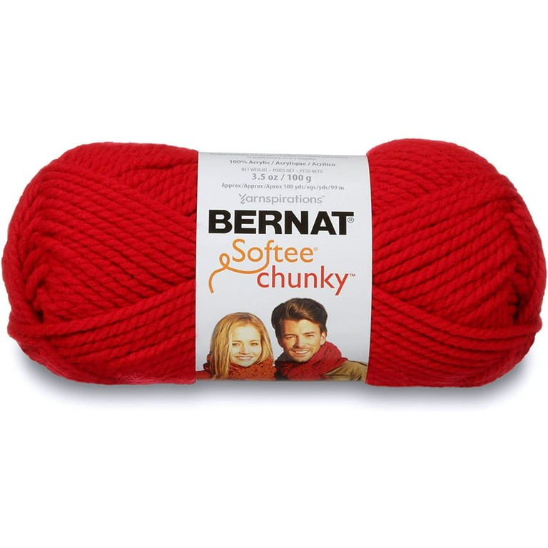 Bernat Softee Chunky Berry Red Yarn - 3 Pack of 100g/3.5oz - Acrylic - 6  Super Bulky - 108 Yards - Knitting/Crochet 