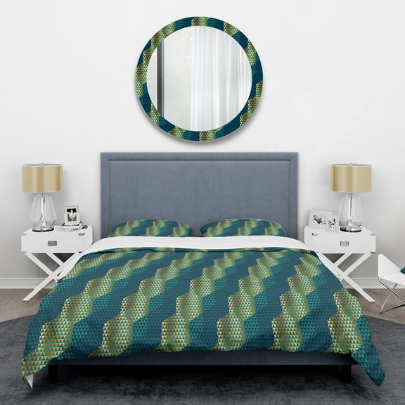 Designart 'Retro Hexagon Pattern V' Mid-Century Modern Duvet Cover Set