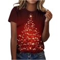 thumbnail image 2 of Jsaierl Women's Christmas Shirts Cute Christmas Print Tees Classic Round Neck T-shirt Short Sleeve Dressy Casual Blouse Tops, 2 of 5