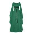 thumbnail image 2 of Halloween Cosplay Dress, Lace Up Waist Dress, Medieval Witch Dress, Renaissance Costume, Womens Medieval Dress Victorian Costume Renaissance Long Dress Costumes Irish Over Cosplay Retro Gown, Green S, 2 of 5