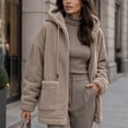 thumbnail image 4 of Plus Size Womens Fuzzy Winter Coats Full Zip Oversized Lightweight Hooded Fall Jackets with Pockets Drawstring Long Sleeve Loose Outerwear Size to 4XL, 4 of 9