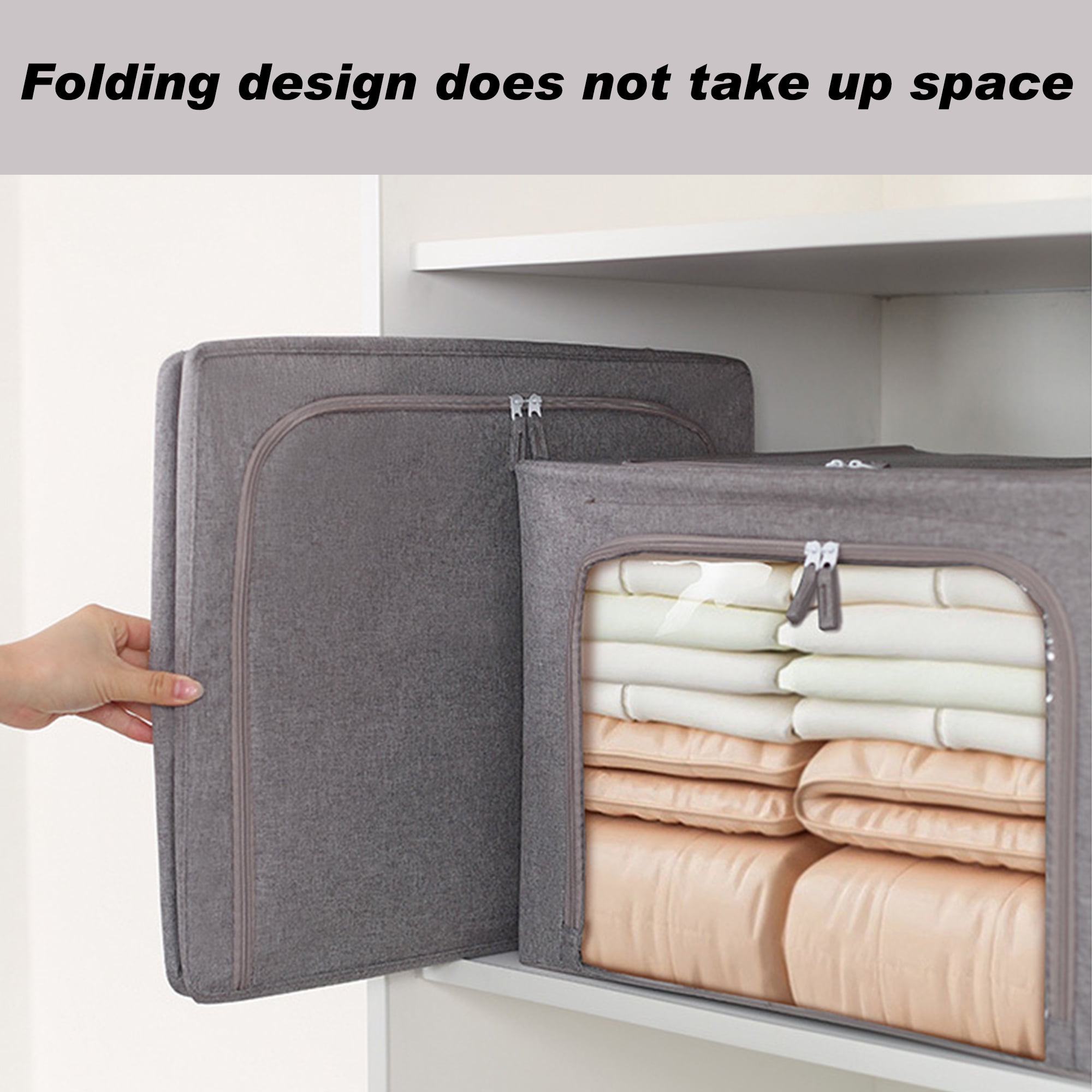 Kaisaatti Portable Closet Organizer with Stainless Steel Frame, Gray, 2 Count, 2 Pack