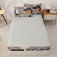 thumbnail image 4 of Homewish Retro Boho Mandala Zipper Queen Comforter Set with Fitted Sheet and 2 Pillowcases,Patchwork Geometric Zipper Bedding Set,Brown Gray,Light Gray Reversible,4pcs, 4 of 8