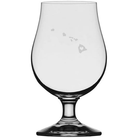 Hawaii Heart States Etched 13.25oz Iona Beer Glass