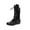 Black, variant on QQAMB Women's Mid-Calf Boots Vintage Motorcycle Style Round Toe High Block Heel With Platform Slip-On Lace-up Boots