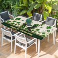 thumbnail image 2 of Happy St. Patrick's Table Cloths for 4 Foot Rectangle Tables, Legs Coin Green Shamrock Leaf Vintage Patio Waterproof Elastic Fitted Tablecloths, Washable Rectangular Table Cover for Camping, 2 of 8