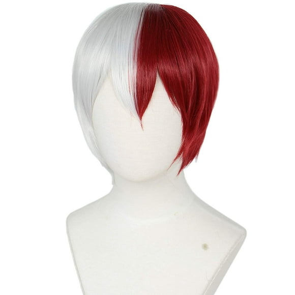 Half Red and Sliver Wig Halloween Costume Cosplay Wig (short wig)