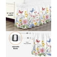 thumbnail image 3 of Pink Blue Yellow Floral Bed Skirt California King Size 16" Drop Butterfly Wildflower Watercolor Plant Ruffled Wrap Around Bed Skirts Adjustable Elastic Bedskirt Dust Ruffle for California King Beds, 3 of 7