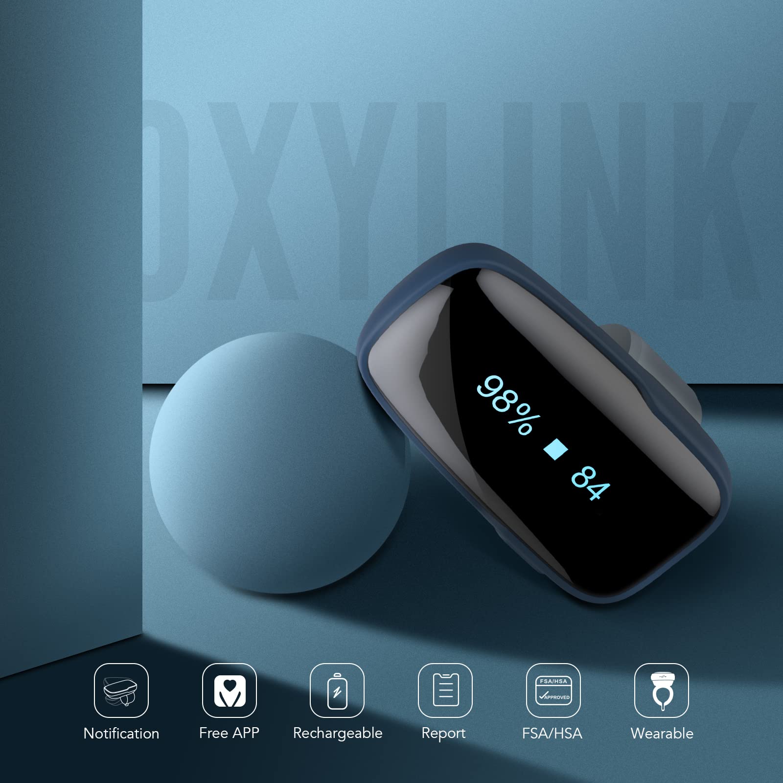 Vibeat Oxylink Pulse Oximeter, Wearable Continuous Heart Rate Monitor,for Sports-Running/Hiking/Biking