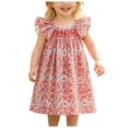 thumbnail image 5 of Mnyotv Flutter Sleeve Floral Dresses for Girls Casual Smocked Clothes Toddler Baby Girl Summer Outfits Size 6-12Months, 5 of 6