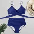 thumbnail image 3 of Women Sexy Solid Push Up High Cut Lace Up Halter Bikini Set Two Piece Swimsuit, 3 of 8