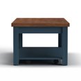 thumbnail image 4 of 48" Farmhouse Coffee Table with Storage Shelf, Rectangle Cocktail Table with 2-Tier, Rustic Center Table Chairside Table with Wooden Legs, for Living Room Kitchen, No Assembly Required, Blue, 4 of 8