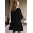 thumbnail image 3 of Women's Casual Black Solid Color Puff Sleeve Ruffle Hem Mini Dress - [ZhiHiMeRi] | (US 12-14)L, 3 of 7
