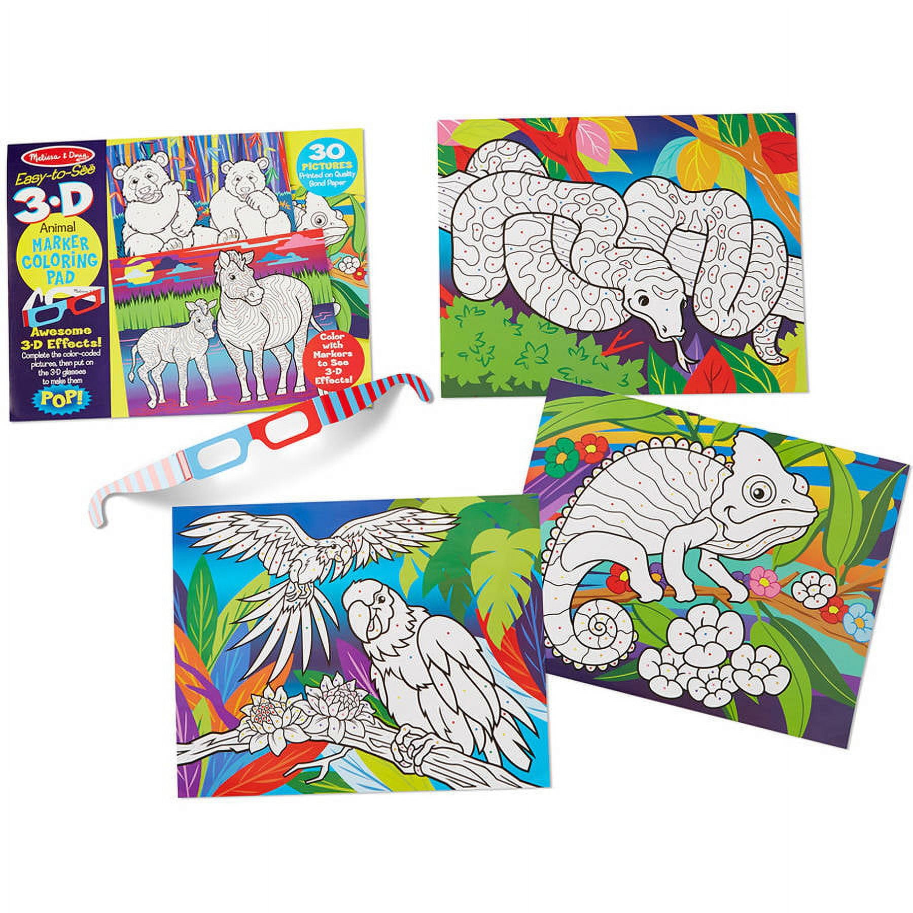 Melissa & Doug Easy-to-See 3-D Coloring Pad, Animals 