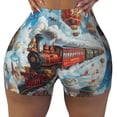 thumbnail image 2 of Susaid Red Train Hot Air Balloon Print Intensify Workout Shorts for Women Seamless Scrunch Short Gym Yoga Running Sport Active Exercise Fitness Shorts-Large, 2 of 8