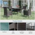 thumbnail image 4 of Gotland 10-Piece Indoor/Outdoor Dining Table Set, Garden Patio Rattan Set with w/Tempered Glass Tabletop with Removable Cushions and Umbrella Cutout for Patio, Backyard,8 Chairs - Blue, 4 of 8