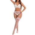 thumbnail image 2 of INSPIRE CHIC Women's Hollow Floral Lace Adjustable Lightweight Garter Belts with Four Clips Stockings Suspender L White, 2 of 5