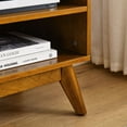 thumbnail image 4 of Jopath 59" Mid-Century Rattan Tv Stand, Wood Media Console,Entertainment Cabinet With 2 Rattan Doors And 4 Solid Wood Legs, For Living Room Media Room Light Wood, 4 of 8