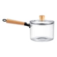 thumbnail image 1 of Bamboohart Clear Glass Cooking Pot Glass Saucepan Borosilicate Glass Pot Clearance 50oz Small Glass Pot with Wooden Handle and Lid for Cooking on Stove Top Soup Milk and More, 1 of 8