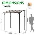 thumbnail image 2 of ALAULM 5 FT x 8 FT Pergola, Lean to Gazebo with Ground Anchor Sturdy Structure, Outdoor Gazebo with Sloped Roof, Galvanized Steel Metal Pergola, Wall Mounted Gazebo for Backyard Deck Tawny, 2 of 8