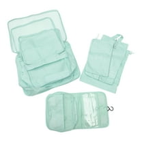 Unique Bargains 8 Pcs Portable Packing Cube Set for Luggage Light Blue