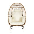 thumbnail image 5 of Modern Rattan Egg Chair, Oversized Large Egg Chairs with Ottoman and Thick Cushions for Porch, Backyard, Balcony,  4 Available Color Cushion, 5 of 7