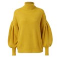 thumbnail image 2 of Gibobby Suéter de Mujer de cuello para mujer, manga larga de murciélago, dobladillo asimétrico, suéter informal, tops de punto (Amarillo, XL), 2 of 5