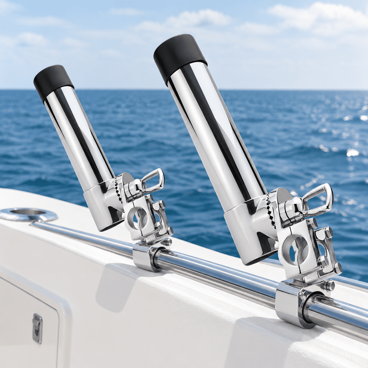 25-30mm Tube Clamp Stainless Steel Adjustable 360 Degree Boat Fishing Rod Holder