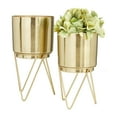 thumbnail image 6 of CosmoLiving by Cosmopolitan 6", 6"W Gold Metal Planter with Removable Stand (2 Count), 6 of 8