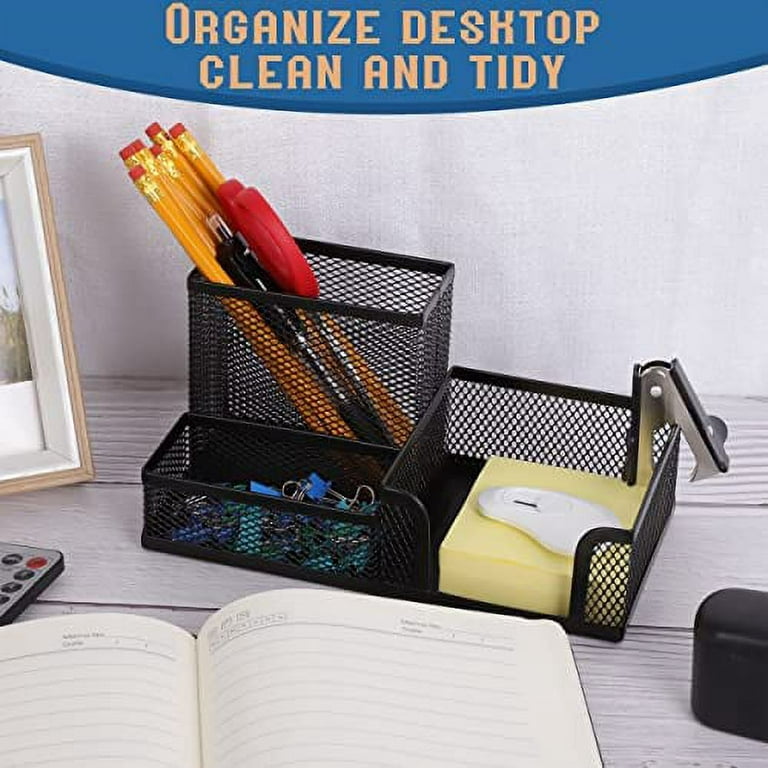 Pen Holder Pencil Holder for Desk 2 Pack,3 Compartments Mesh Office Su –  KeFanta