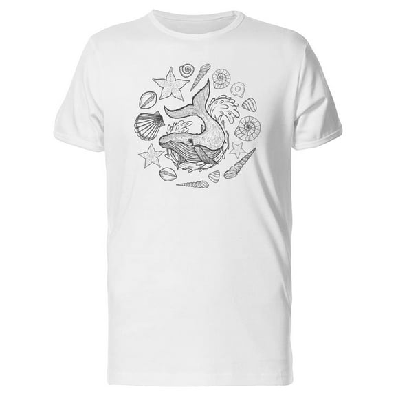Whale With Sea Doodles Tee Men's -Image by Shutterstock