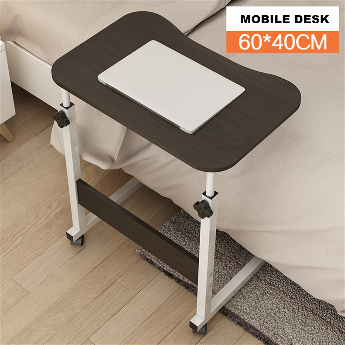 Adjustable Mobile Computer Desk Lifting Laptop Rolling Bedside Home Office Table