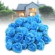 thumbnail image 5 of 50 rosas artificiales de seda reutilizables decorativas con cabeza de rosa para bodas y fiestas, color azul, 5 of 12