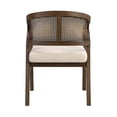 thumbnail image 4 of Noble House Wooden Frame Dining Chair Set of 2,Rattan Back with Upholstered Seat,Beige+Walnut, 4 of 7