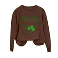 thumbnail image 3 of FDGIU ‌‌‌‌Women's Saint Patrick's Day Sweatshirt - Long Sleeve Green Shamrock Print Crew Neck Pullover, 3 of 6
